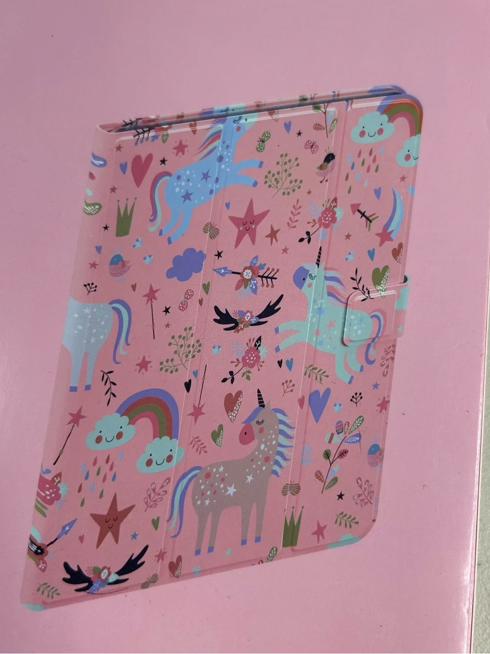 Kids Folding Folio Tablet Case Unicorn Rainbow Pink Multicolor